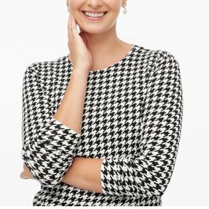 EUC J CREW houndstooth teddie sweater black&white
